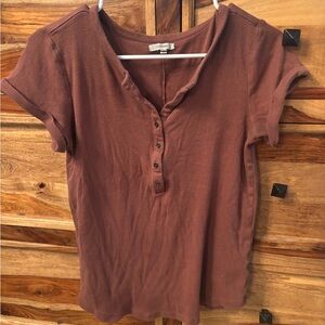 Women's Brown Button-Up Top